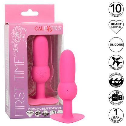CALEXOTICS - FIRST TIME SONDE ANAL PLUG PERLÉE 10 VIBRATIONS ROSE