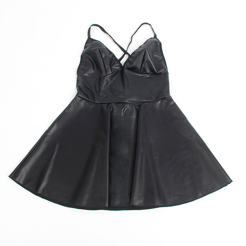 SUBBLIME - 955380 ROBE À BRETELLES EN CUIR NOIR L/XL