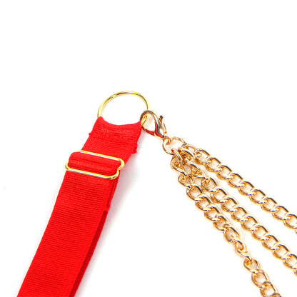 SUBBLIME - 955526 ENSEMBLE SOUTIEN-GORGE AVEC CHAÎNES ET COEUR EN MAILLE ROUGE L/XL