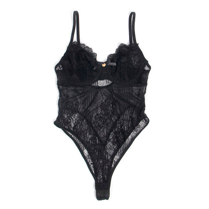 SUBBLIME - 955625 BODY EN DENTELLE AVEC FERMETURE EN BAS NOIR L/XL
