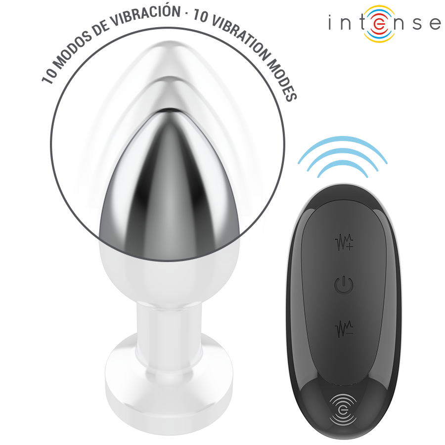 INTENSE - PLUG ANAL 10 VIBRATIONS MÉTAL AVEC TÉLÉCOMMANDE M