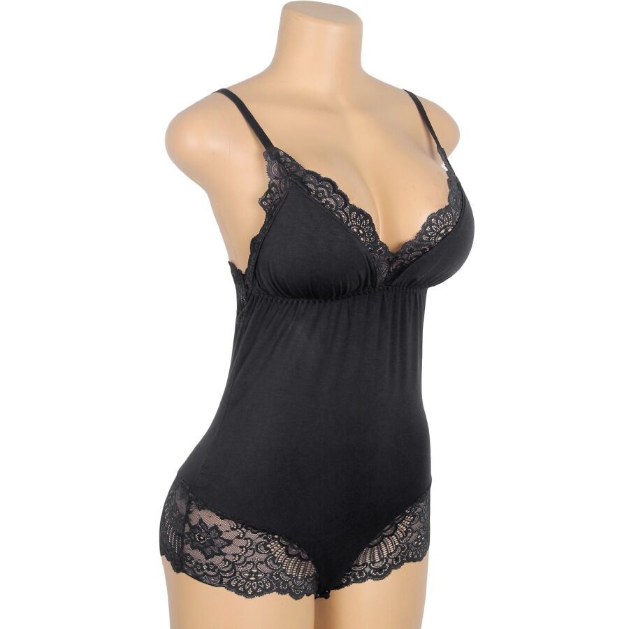SUBBLIME - TEDDY DÉTAIL DENTELLE FLORALE NOIR S/M